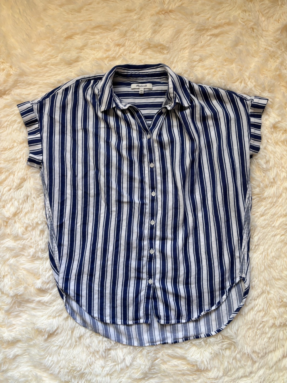 Madewell Women’s Striped Button-Down Shirt XXS 100% Cotton Navy White